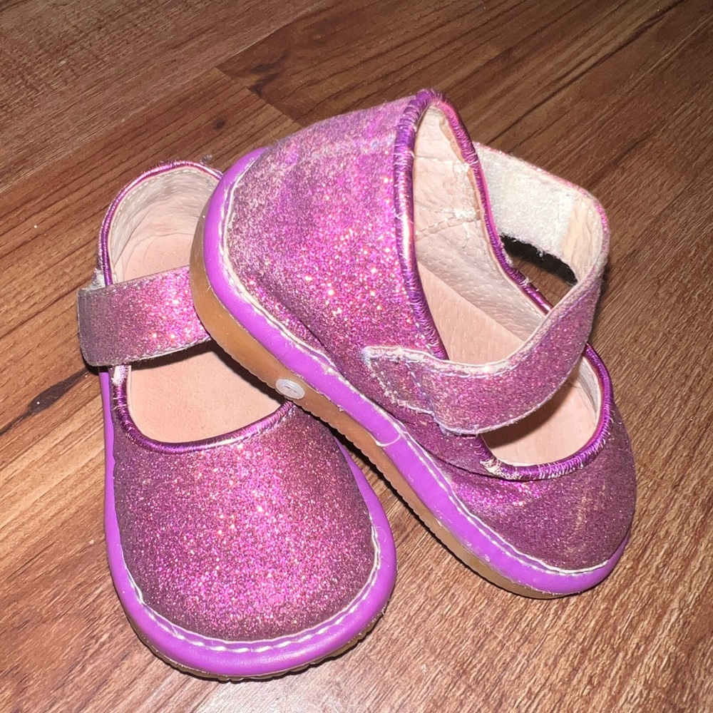 Squeaky shoes purple glitter